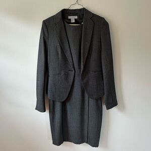 H&M dark grey heathered matching suit dress and jacket size 4 (dress and blazer)